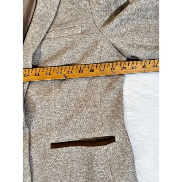 Tommy Hilfiger Suit Jacket Blazer Women's 16 Beige Elbow Patches Shoulder Pads - Picture 2 of 10